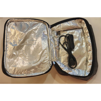 USB -Heated Lunch Box Bag - Gray - Keeps Food Warm - 9 X 7 X 3.5 inches