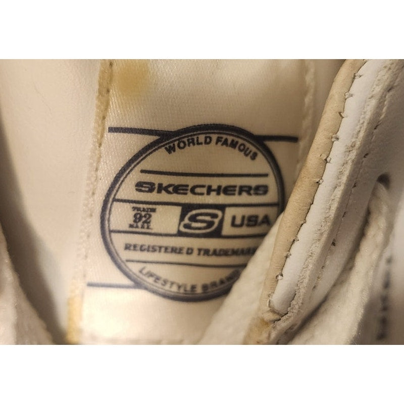 Skechers Urban Track Triumphant Men 10.5 White Navy Leather Sneakers 50314 WNV