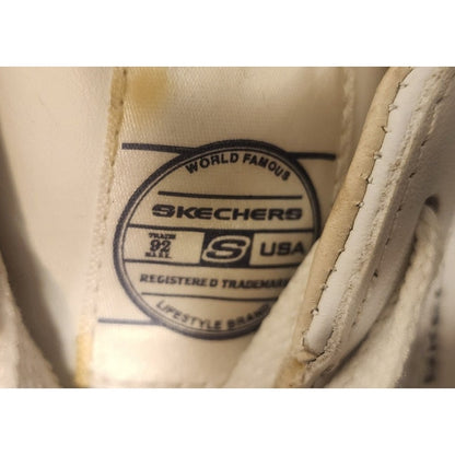 Skechers Urban Track Triumphant Men 10.5 White Navy Leather Sneakers 50314 WNV