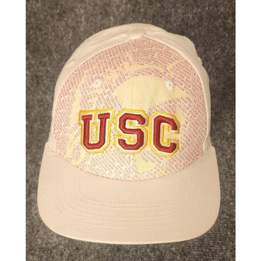USC Trojans Top Of The World Flex Fit Hat Cap Size M L White Gold NCAA