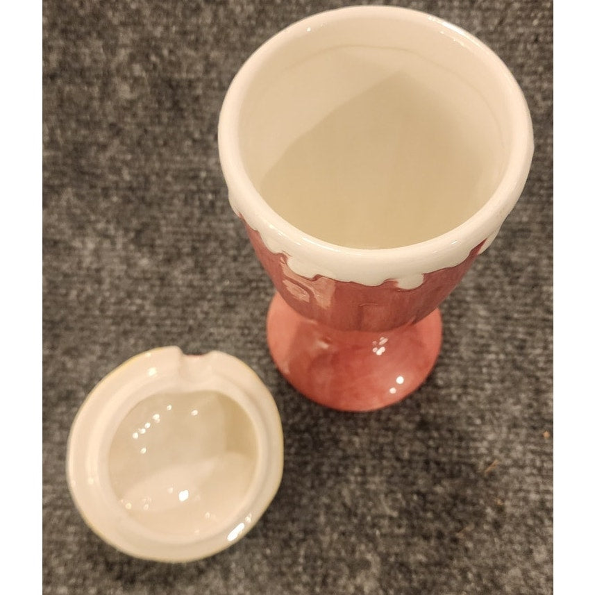 American Atelier Confections Pink Ice Cream Sundae Lidded Canister Jar 7.5"