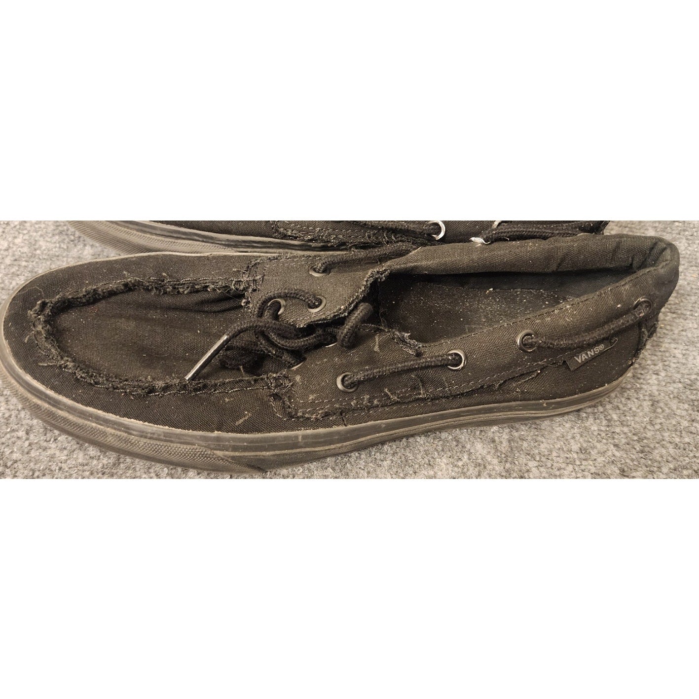 Vans Off The Wall Mens Size 11.5 Canvas Slip On Boat Shoes Black Rag Top