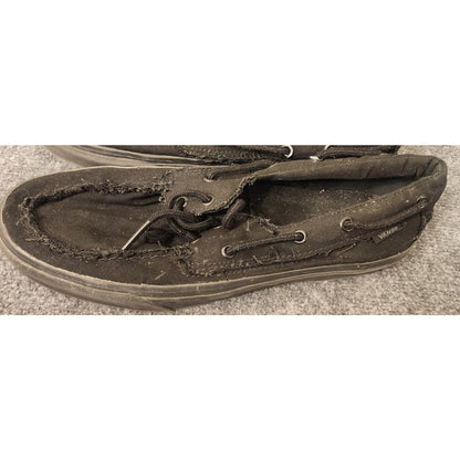 Vans Off The Wall Mens Size 11.5 Canvas Slip On Boat Shoes Black Rag Top