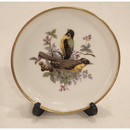 Kaiser W. Germany Porcelain Bird Plate 4" Gold Rim with Stand
