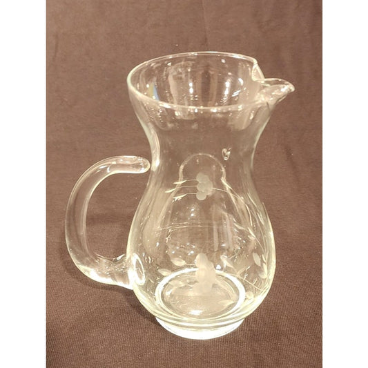 Princess House Heritage Etched Crystal Small Pitcher 6.75" Unattached Handle
