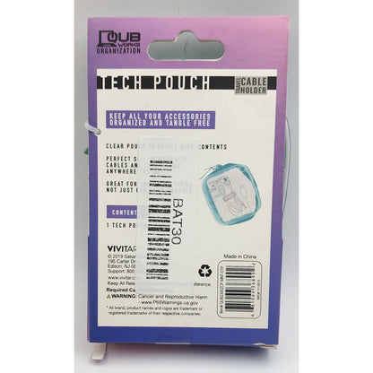 Tech Pouch for Ear Buds, Etc. - Travel Cable Holder - Mint Color