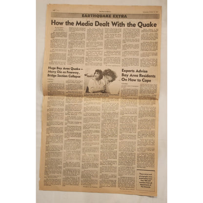 OCT. 18, 1989 - SAN FRANCISCO Chronicle - "EXTRA" - Hundreds Dead in Huge Quake