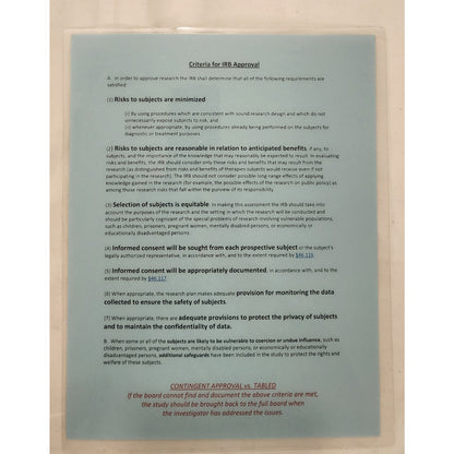 Institutional Review Board Management & Function 2nd Ed Amdur + Laminated Sheet