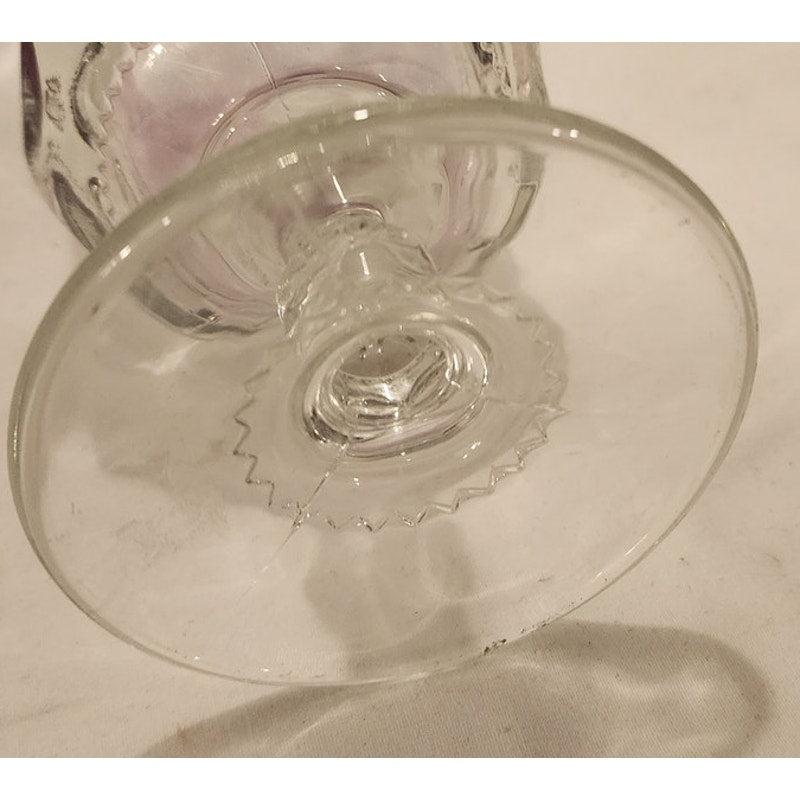 Vintage Indiana Glass Kings Crown Faded Cranberry Thumbprint Water Wine Goblet
