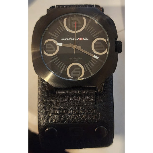 Rockwell Timekeeper Watch Mens Stainless Steel 50m Quartz Analog Black Dial