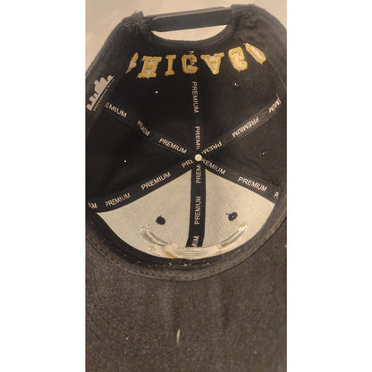 Chicago Bull Head 23 Snapback Hat Black Gold Adjustable Cap