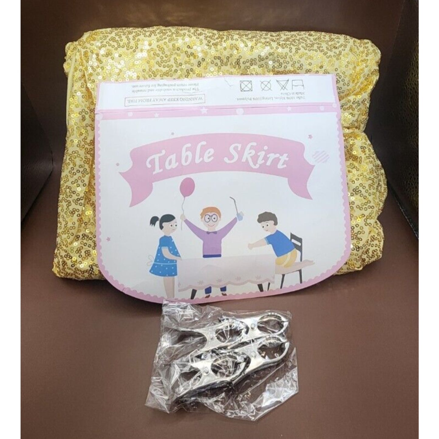 8' Round? - Tablecloth Skirt - Gold - with draw string and clamps - Washable