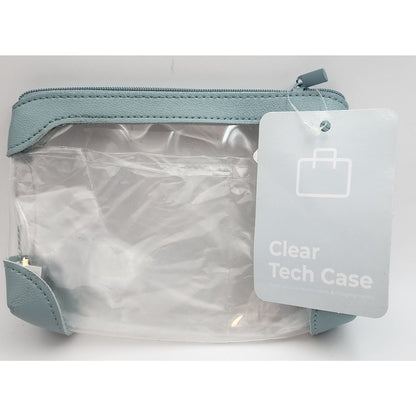 Clear Tech Case for Earbuds, Cables, Etc. Light Blue Accents. Vivitar