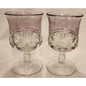 Vintage Indiana Glass Kings Crown Pale Cranberry Flash Thumbprint Goblets Pair