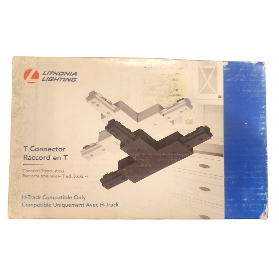 Lithonia H‑Track T Connector Black Channel + White Power Feed New