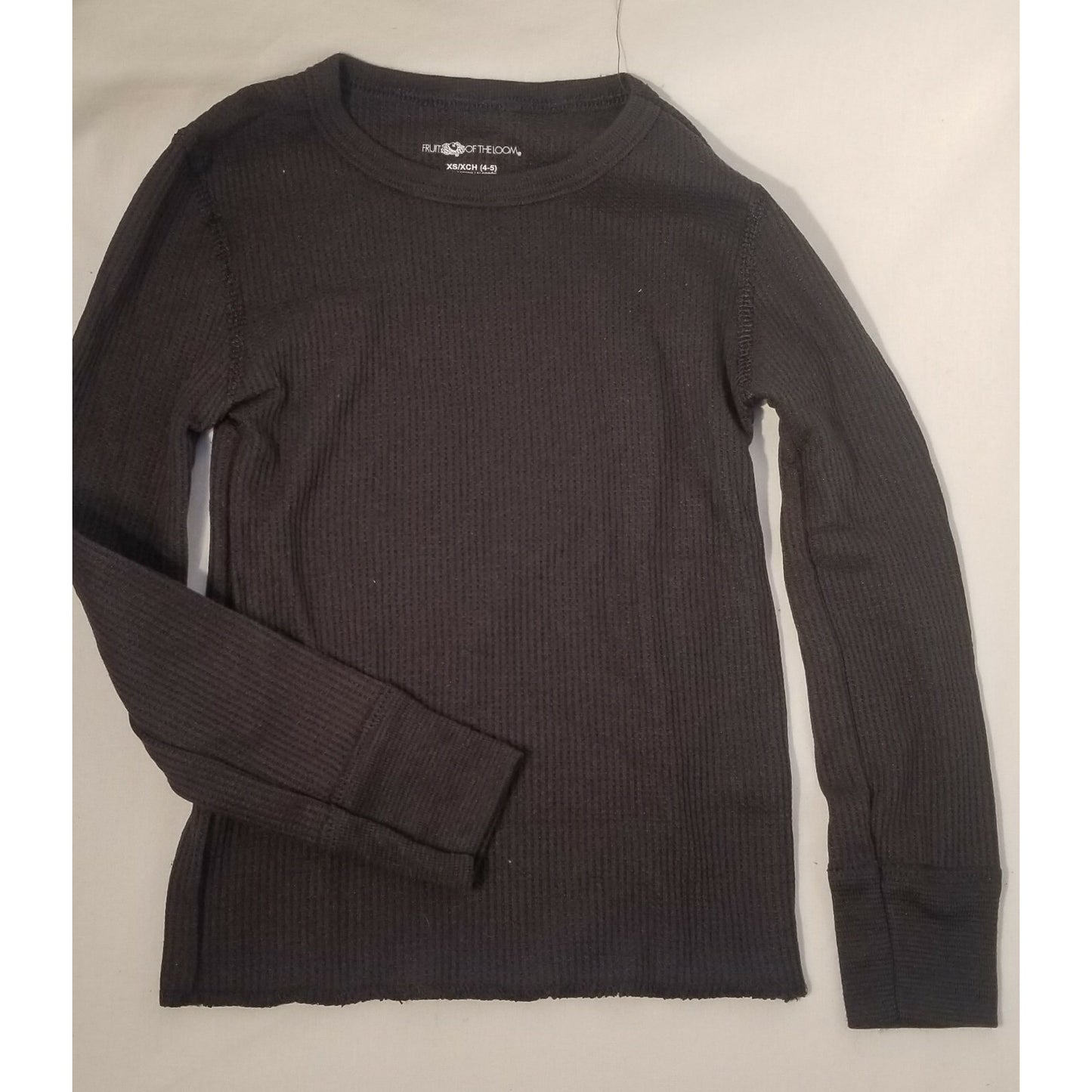 2 - Fruit Of The Loom Women/Girl - XS/XCH (4-5) - Waffle Crew Long Sleeve