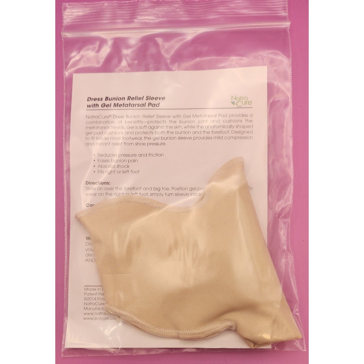 Bunion Relief Sleeve w/ Gel Metatarsal Pad - L/XL by Natra Cure