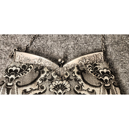 Vintage Renaissance Tapestry Purse Horsemen Raised Pattern Evening Handbag