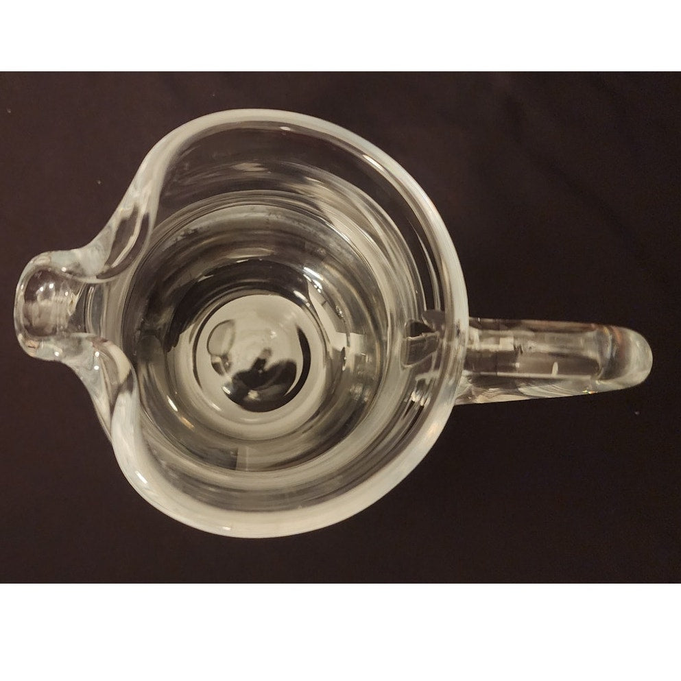Vintage Heavy Hand Blown Clear Crystal Pitcher Seeded Bubble 5.5" Creamer