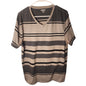 Carbon Mens Short Sleeve T Shirt Size XL Gray Striped Crew Neck Tee RN 70829