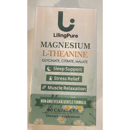 LilingPure Magnesium L‑Theanine – Glycinate/Citrate/Malate – 90 Caps – NEW