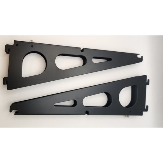 4 -Black Metal Shelf Brackets, Double Track -12 " long -4" tall - 3/4" Wide
