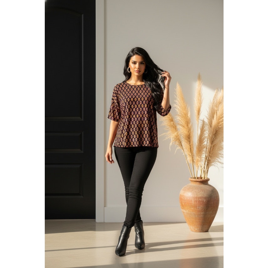 LuLaRoe - XXS - IRMA - Triangular Shapes, Orange, Yellow, Pink, Black - NWT