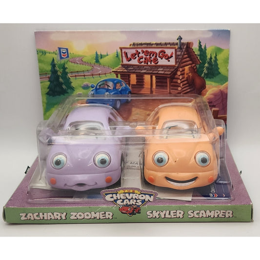 Chevron Cars - Zachery Zoomer & Skyler Scamper- 1999 -Purple Car, Orange Car