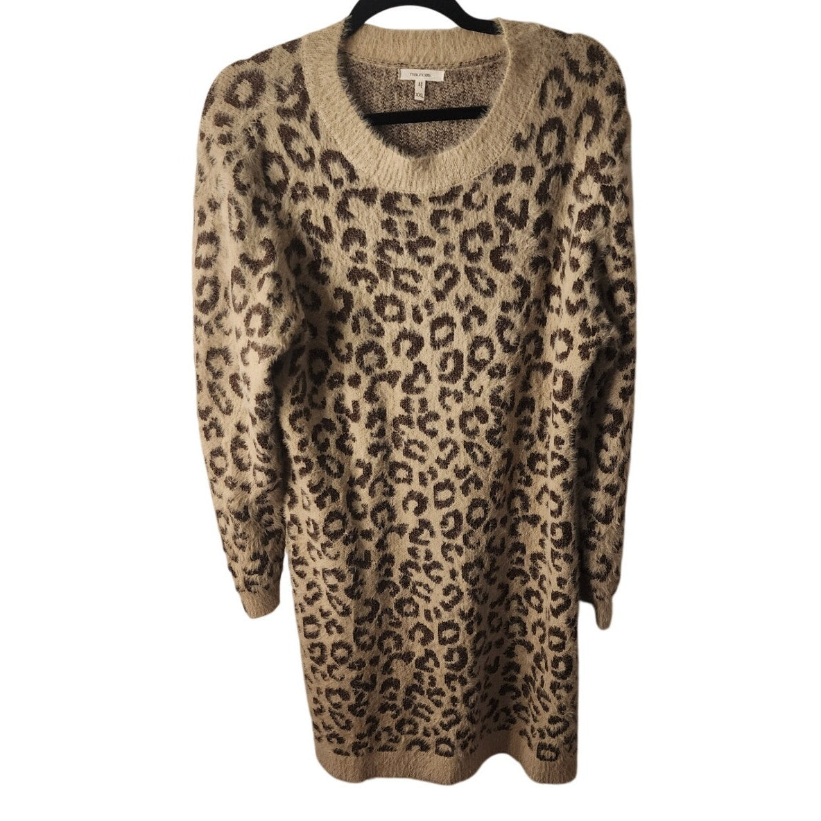 Maurices Leopard Print Fuzzy Sweater Women’s XXL Tan Brown Pullover