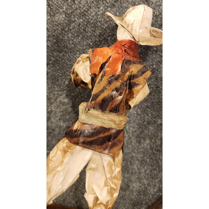 Vintage Handmade Mexican Folk Art Paper Mache Musician Figurine 10" - As Is