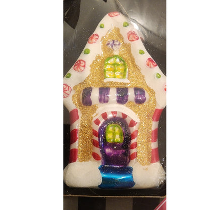 RADKO - 2014 - Celebrations Hand Crafted Glass Ornament - Gingerbread House