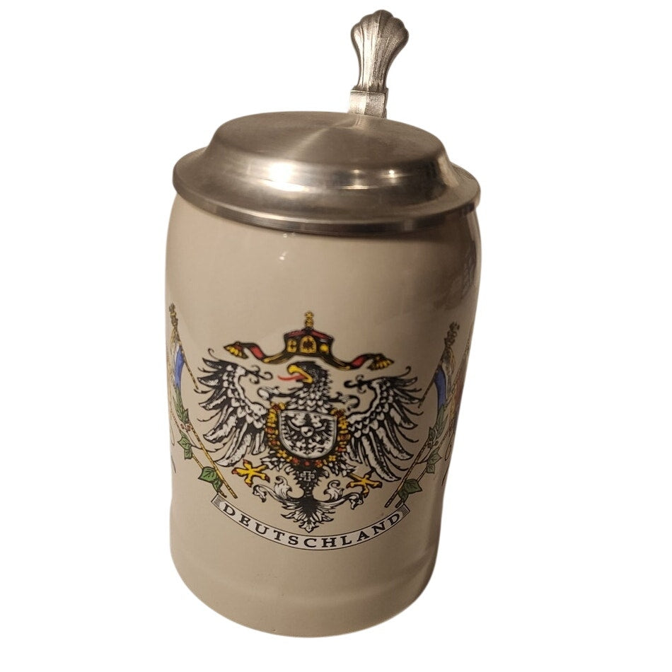 GERZ Germany Beer Stein – Deutschland Eagle – 95% Zinc Lid – Vintage