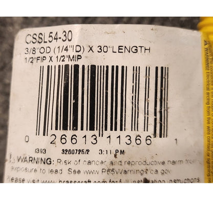 BrassCraft CSSL54-30 Flexible Stainless Steel Gas Connector Line 3/8 OD x 30in