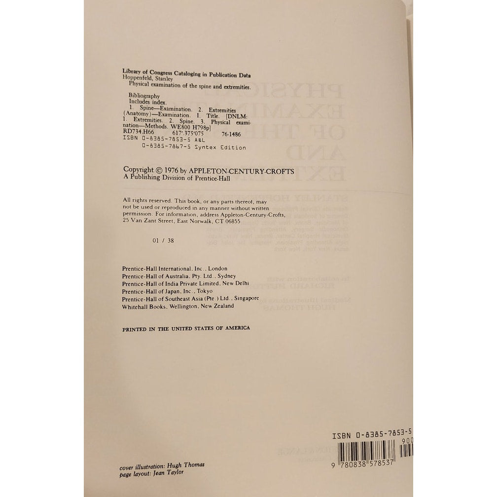 Physical Examination of the Spine and Extremities – Hoppenfeld – Hardcover
