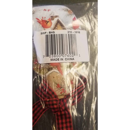 Rubber spatula with cardinal and bird house design