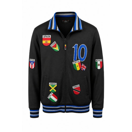 Celebrity by Design Soccer Track Jacket Men's Large Patchwork Varsity Zip Up