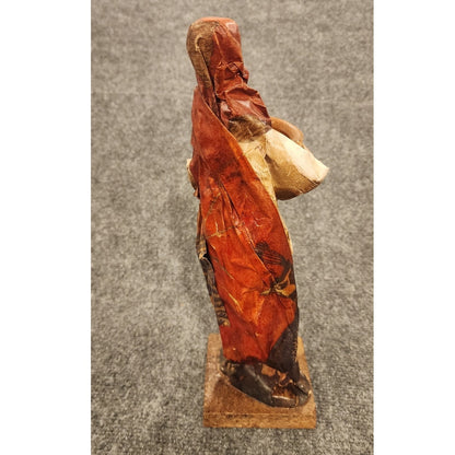 Vintage Handmade Mexican Folk Art Paper Mache Woman Pottery Jug Figurine 12.5"