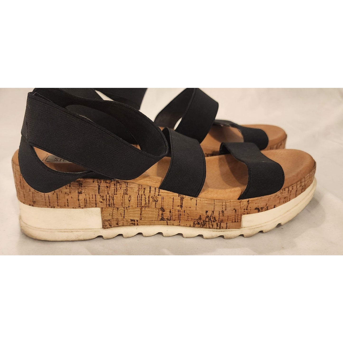 Steve Madden Bandi Black Elastic Platform Sandals Women's Size 8.5 M