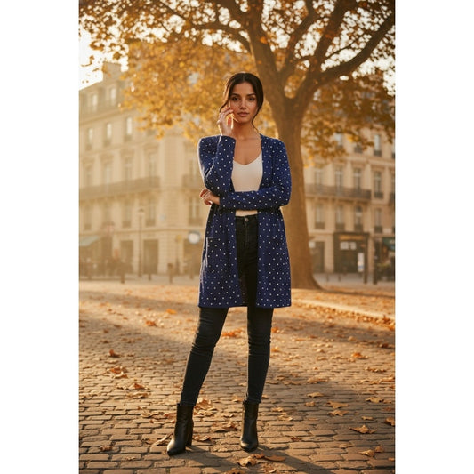 LuLaRoe - L - Navy with White Polka Dots - Cover Jacket