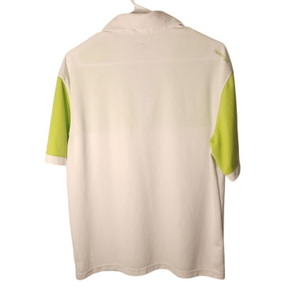 Slazenger Mens Golf Polo Shirt Size L White Lime Green Short Sleeve Performance