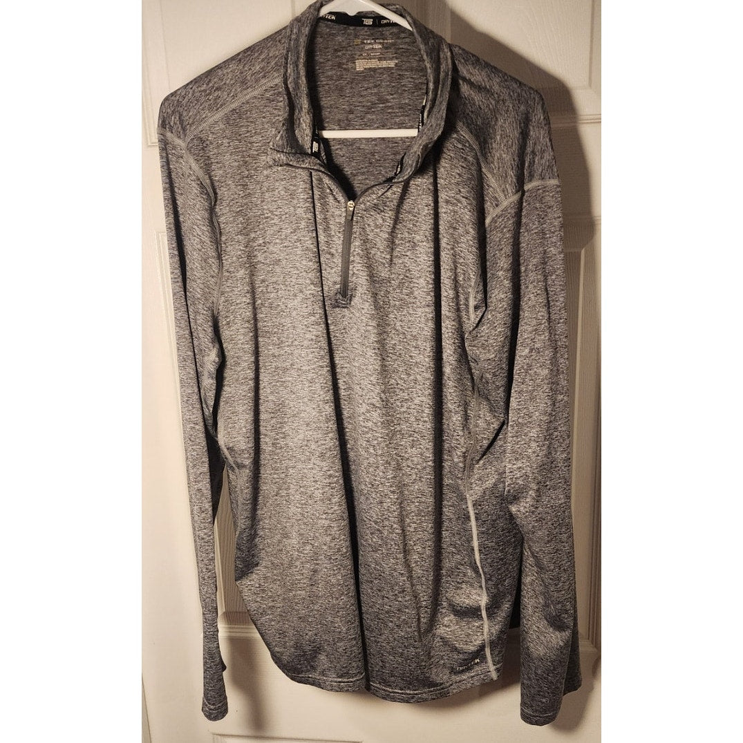 Tek Gear DryTek Mens XXL Gray Long Sleeve Quarter Zip Henley Shirt Performance