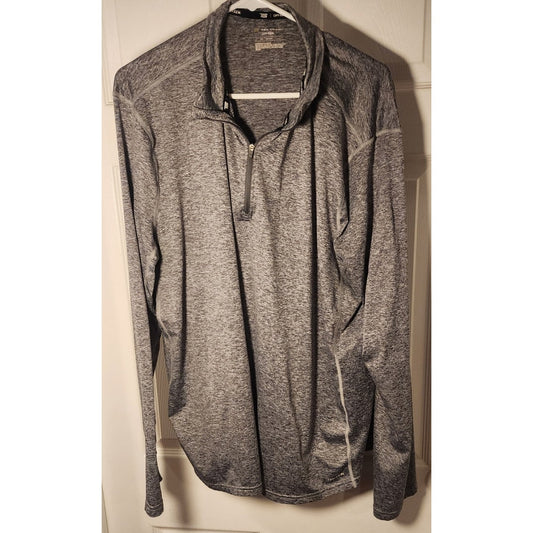 Tek Gear DryTek Mens XXL Gray Long Sleeve Quarter Zip Henley Shirt Performance