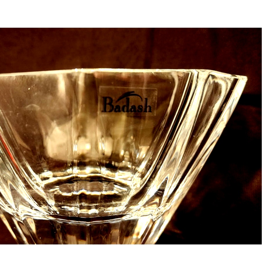 Badash Crystal Heavy Freeform Studio Glass Bowl Seeded Bubble Rim 8 Inch