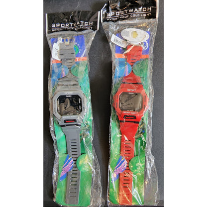 10 Total - Kids Sport Watches - 5 Red and 5 Gray - water proof, Cold Light