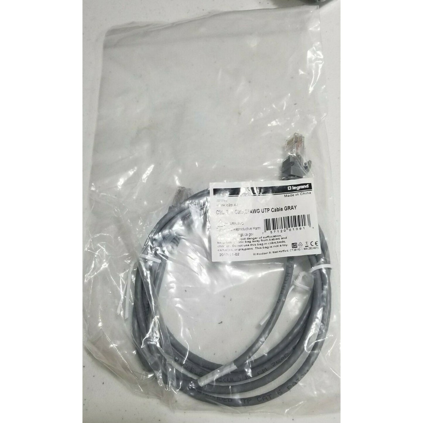 Ten (10) - C2G - Cat6, 28AWG UTP Cable- Gray - #01091 - Patch Cords? - legrand