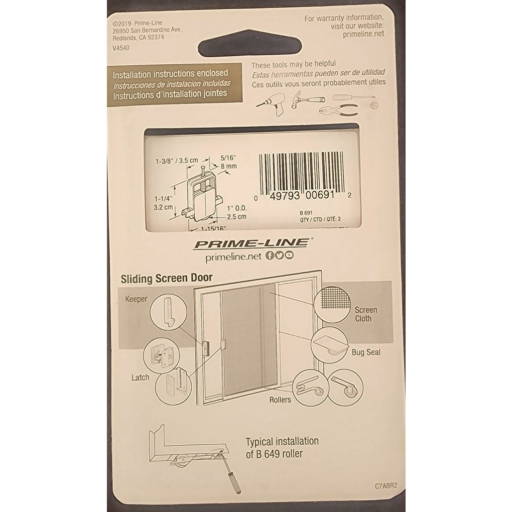 Prime-Line B691 Sliding Screen Door Roller Kit – 6 Two-Packs (12 Nylon Wheels)