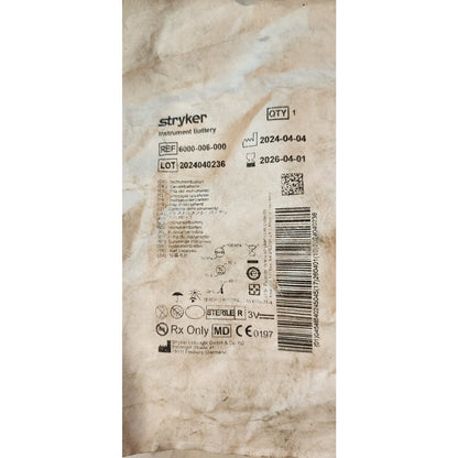 STRYKER - Instrument Battery - Model 6000-006-000 - Expires 4/2026