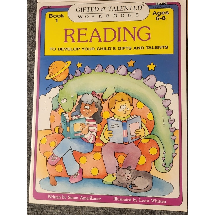 Gifted & Talented Workbook Set Ages 6-8 Math 1 & 2 Reading 1 Language Arts 2