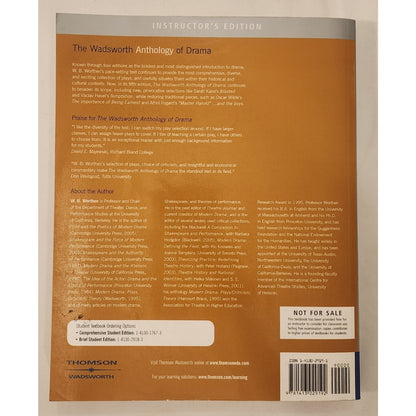 Instructor's Edition The Wadsworth Anthology of Drama Brief 5th Ed Worthen
