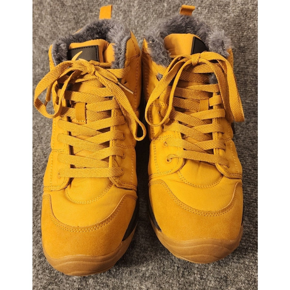 AZOOKEN Mens Size 11 EU 45 Yellow Fur Lined Winter Snow Boots Hiking Outdoor